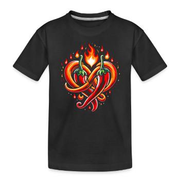 Spicy food lover of chili peppers chef - Kids' Premium Organic T-Shirt - black - Front