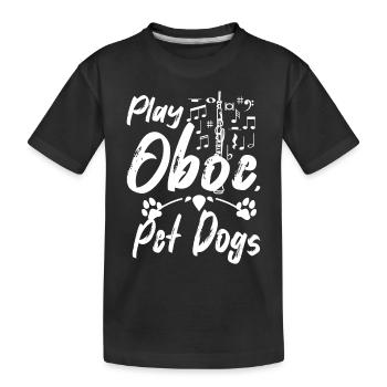 Dog owner Play oboe pet dogs - Kids' Premium Organic T-Shirt - black - Front