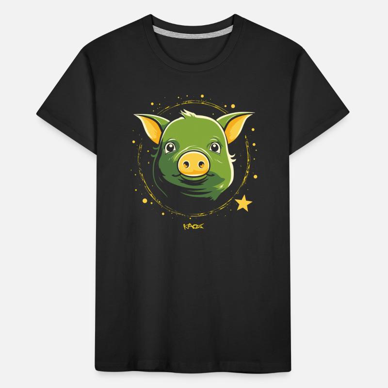Cochon d'espace vert mignon T-shirt bio Premium Enfant