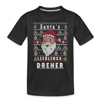 Ugly Weihnachten SANTAS LIEBLINGS Dreher - Kinder Premium Bio T-Shirt - Schwarz - Vorne