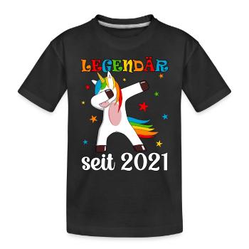 Légendaire depuis 2021 Né anniversaire Licorne - T-shirt bio Premium Enfant - noir - Devant