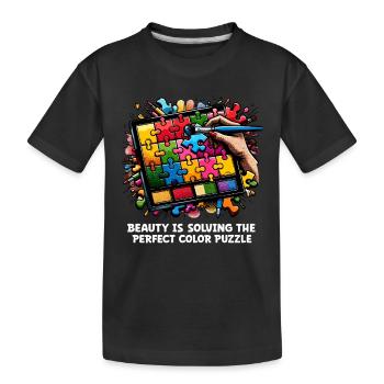 Puzzle Lover Jigzaw Puzzle Jeu de société Puzzler - T-shirt bio Premium Enfant - noir - Devant