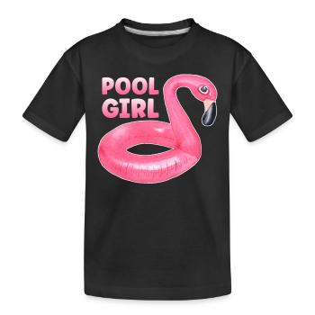 Pool Girl Flamingo Floatie Swimming Pool - Kids' Premium Organic T-Shirt - black - Front