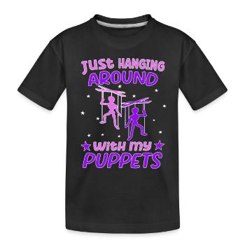 Puppenbühne für Marionetten und Puppenspiele - Kinder Premium Bio T-Shirt - Schwarz - Vorne