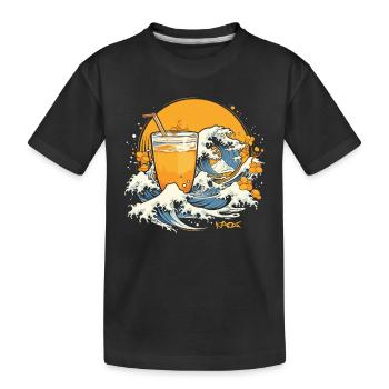 Orange Juice Kanagawa Wave of Japan - Kids' Premium Organic T-Shirt - black - Front