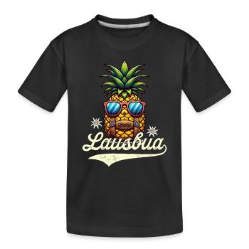 Lederhose Ersatz Trachtenshirt Ananas Lausbua - Kinder Premium Bio T-Shirt - Schwarz - Vorne