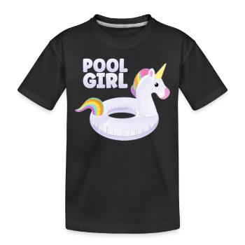 Pool Girl Unicorn Floatie Swimming Pool - Kids' Premium Organic T-Shirt - black - Front