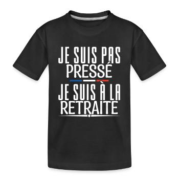 retraite.je'm not in a hurry, I'm retired. - Kids' Premium Organic T-Shirt - black - Front