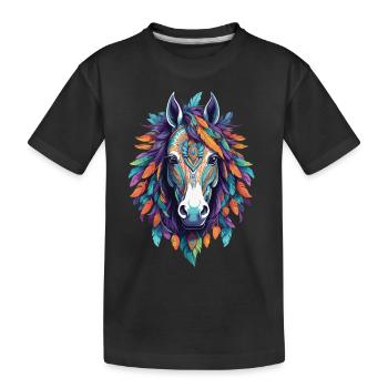 Spiritual Horse Mandala Artwork - Kids' Premium Organic T-Shirt - black - Front