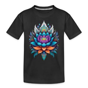 Spirituelle Lotusblume Lebensblume Aesthetic Style - Kinder Premium Bio T-Shirt - Schwarz - Vorne