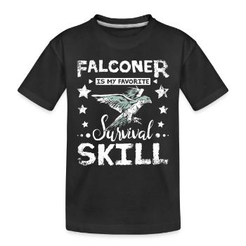 Le fauconnier est ma compétence de survie préférée - T-shirt bio Premium Enfant - noir - Devant