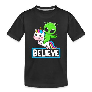 Alien Unicorn Gift Science Fiction - Kids' Premium Organic T-Shirt - black - Front