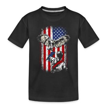 Drapeau américain des Etats-Unis 4 juillet fauconnier - T-shirt bio Premium Enfant - noir - Devant