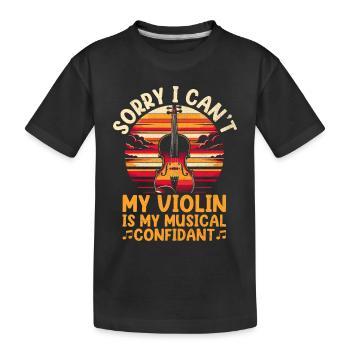 Tut mir leid, dass ich es nicht kann Meine Geige ist mein musikalischer Vertrauter - Kinder Premium Bio T-Shirt - Schwarz - Vorne