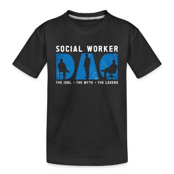 Social Worker Dad The Idol The Myth Social Work - Kinder Premium Bio T-Shirt - Schwarz - Vorne