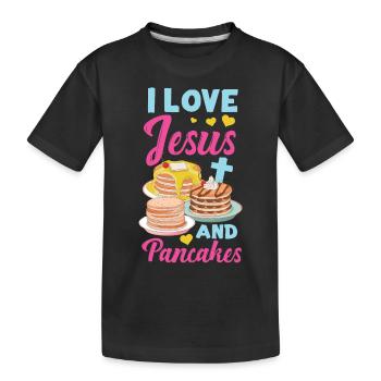 Pancake Lover Kids I Love Jesus - Kinder Premium Bio T-Shirt - Schwarz - Vorne