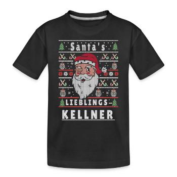 Noël moche LE SERVEUR PRÉFÉRÉ DU PÈRE NOËL - T-shirt bio Premium Enfant - noir - Devant