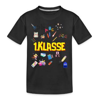 Einschulung, 1.Klasse, Schulanfang, Schulanfänger - Kinder Premium Bio T-Shirt - Schwarz - Vorne