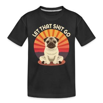 Mops Meditiert Lotus Sitz Lebensbaum Meditation - Kinder Premium Bio T-Shirt - Schwarz - Vorne