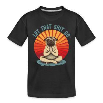 Mops Meditiert Lotus Sitz Lebensbaum Meditation - Kinder Premium Bio T-Shirt - Schwarz - Vorne