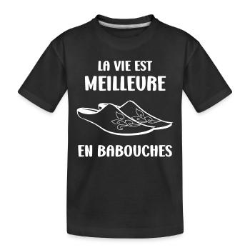 Hausschuhe Humor - Kinder Premium Bio T-Shirt - Schwarz - Vorne