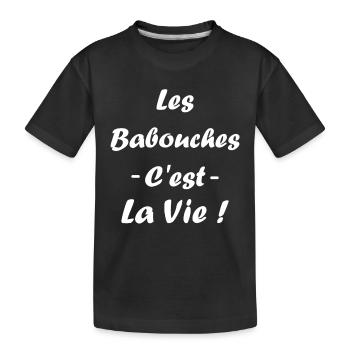 Hausschuhe Humor - Kinder Premium Bio T-Shirt - Schwarz - Vorne