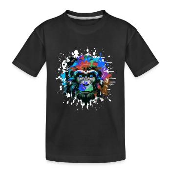 Portrait De Tête De Singe Coloré - T-shirt bio Premium Enfant - noir - Devant