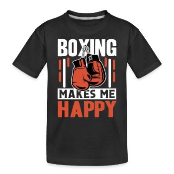 La boxe me rend heureux - T-shirt bio Premium Enfant - noir - Devant