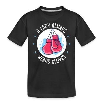 Eine Dame trägt immer Handschuhe Boxen - Kinder Premium Bio T-Shirt - Schwarz - Vorne