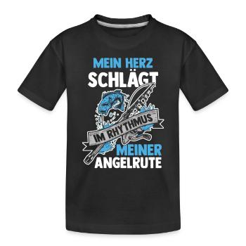 Pêcheur à la ligne Canne à pêche Pêche - T-shirt bio Premium Enfant - noir - Devant