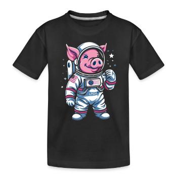 Petit Cochon : Cochon Astronaute - T-shirt bio Premium Enfant - noir - Devant