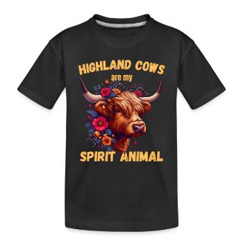 Kuh Schottisches Hochland Rind Spirit Animal Seele - Kinder Premium Bio T-Shirt - Schwarz - Vorne
