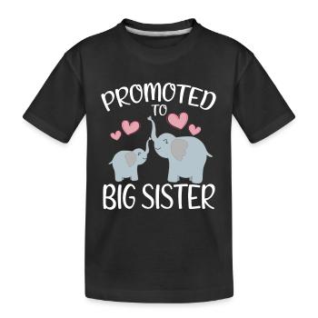 Promoted To Big Sister For Girls And Cute Elephant - Kinder Premium Bio T-Shirt - Schwarz - Vorne