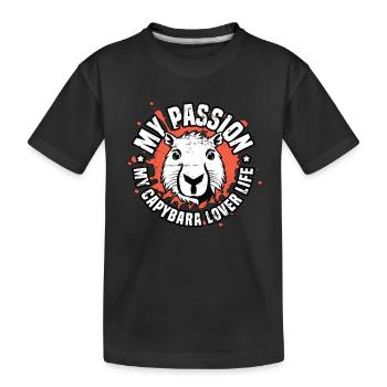 Capybara Amoureux Ma Passion Mon Capybara Grand Rongeur - T-shirt bio Premium Enfant - noir - Devant