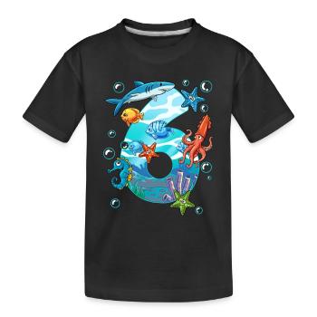 6th Birthday Sea Creatures - Kids' Premium Organic T-Shirt - black - Front