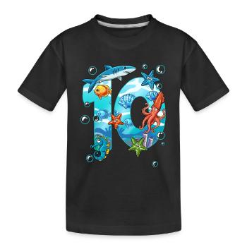 10th Birthday Sea Creatures - Kids' Premium Organic T-Shirt - black - Front