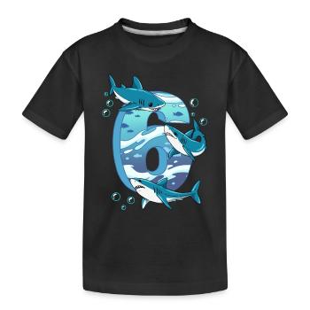 Requin du 6e anniversaire - T-shirt bio Premium Enfant - noir - Devant