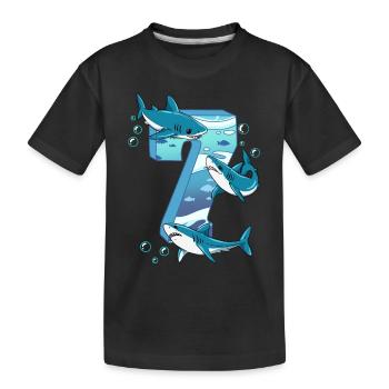 Requin du 7e anniversaire - T-shirt bio Premium Enfant - noir - Devant