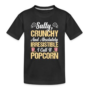 Maïs soufflé salé et croquant Maïs soufflé au beurre Maïs soufflé Maïs soufflé - T-shirt bio Premium Enfant - noir - Devant