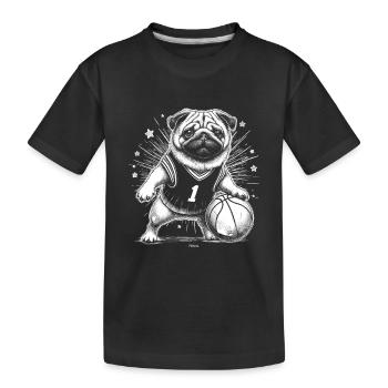 MOPS NUMMER 1 BASKETBALL MIT HUND - Kinder Premium Bio T-Shirt - Schwarz - Vorne