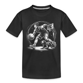 BASKETBALL MIT HUND FREUNDE AUF DEM FELD - Kinder Premium Bio T-Shirt - Schwarz - Vorne