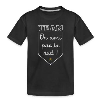 Team on dort pas la nuit pour un bébé qui dort pas - T-shirt bio Premium Enfant - noir - Devant