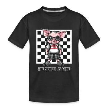 L’école est à moi : cochon drôle et ringard - T-shirt bio Premium Enfant - noir - Devant