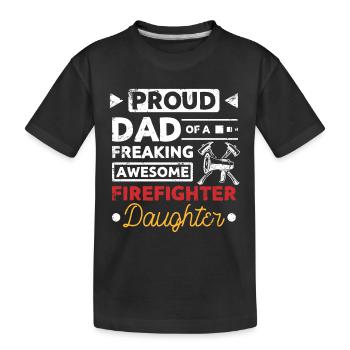 Fier papa d’une fille pompière géniale - T-shirt bio Premium Enfant - noir - Devant