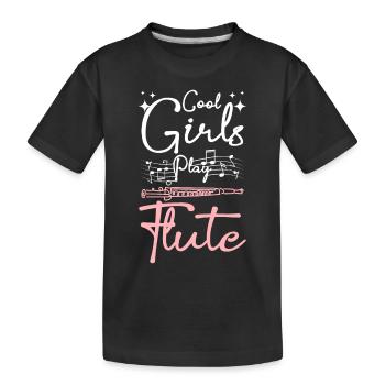 Cool girls play flute - Kinder Premium Bio T-Shirt - Schwarz - Vorne