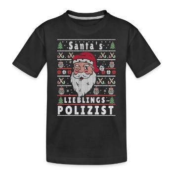 Noël moche LE FLIC PRÉFÉRÉ DU PÈRE NOËL - T-shirt bio Premium Enfant - noir - Devant