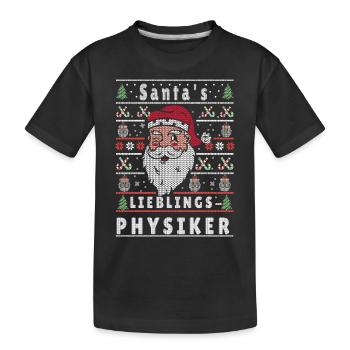 Ugly Christmas SANTA'S FAVORITE PHYSICIST - Kids' Premium Organic T-Shirt - black - Front