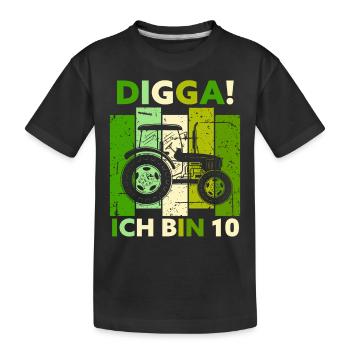 10. Geburtstag Junge Traktor Geschenk Landwirt - Kinder Premium Bio T-Shirt - Schwarz - Vorne