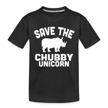 Save the Chubby Unicorn – Rhino Humor - Kids' Premium Organic T-Shirt - black - Front