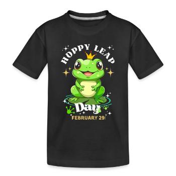 Hoppy leap day frog - Kids' Premium Organic T-Shirt - black - Front